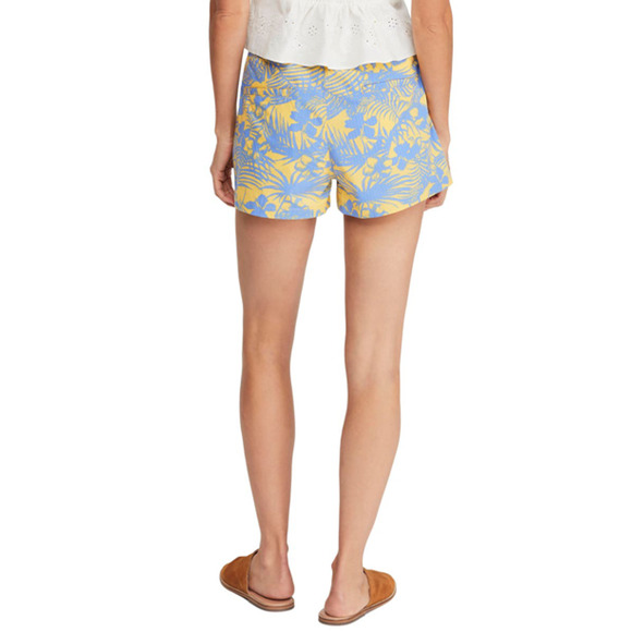 Free People Island Shorts Hawaiian Tropical Mango Blue Yellow Womens 0 - Picture 2 of 8